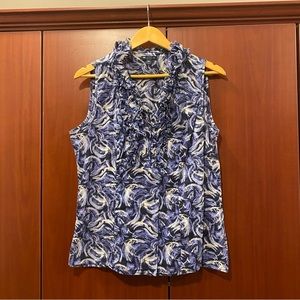 GAP blue sleeveless ruffled blouse size Large